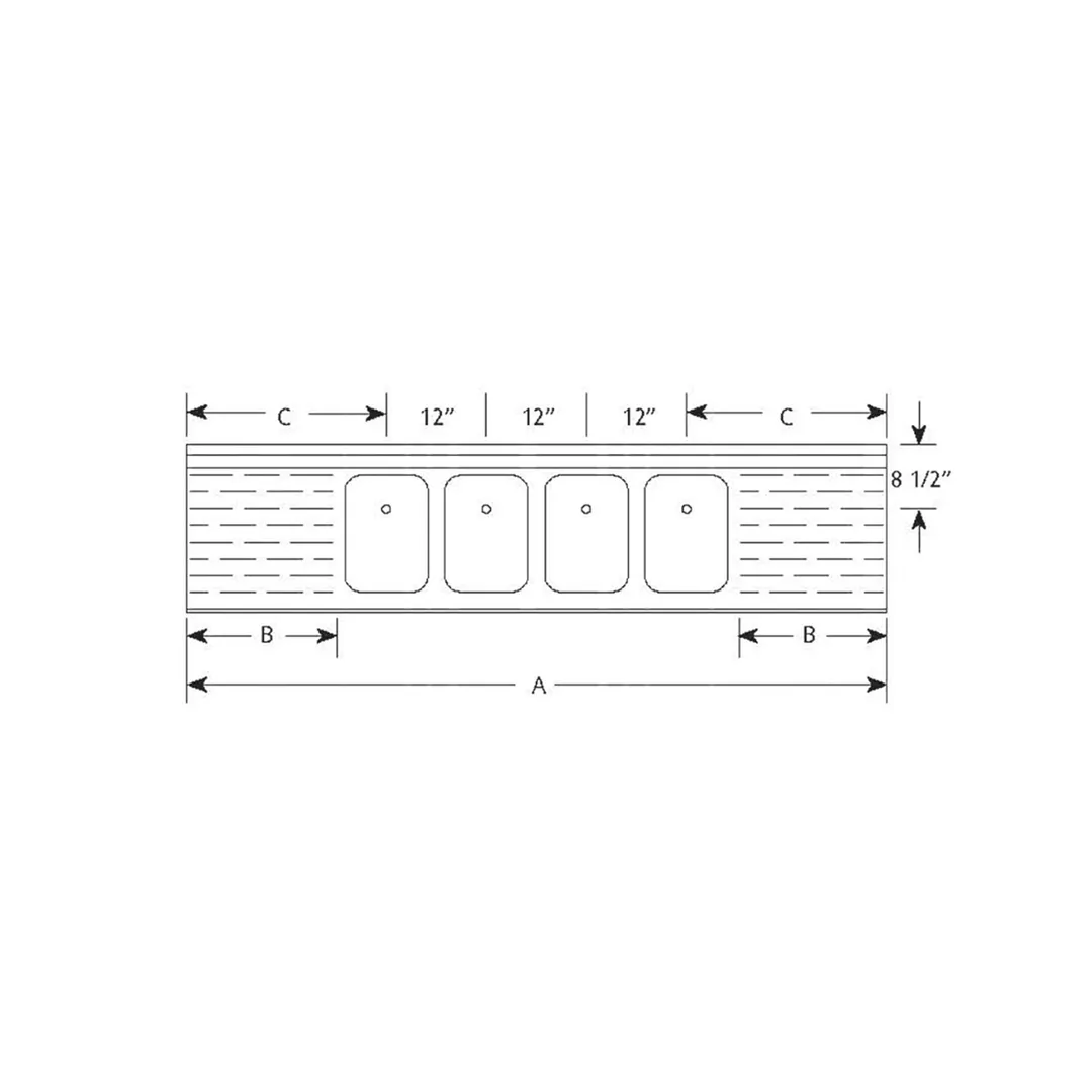 LaCrosse SK44 Underbar Sink Units, 4 Compartment without Drainboard
