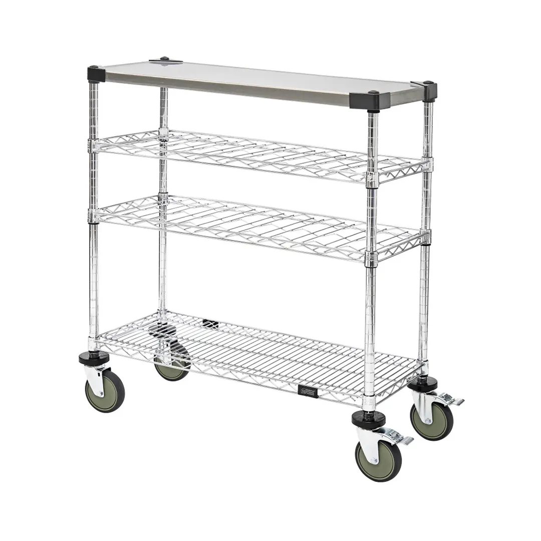 Quantum WRC-1448WSC-1SS Wine Display / Worktable Cart - 48"W X 14"D X 40"H