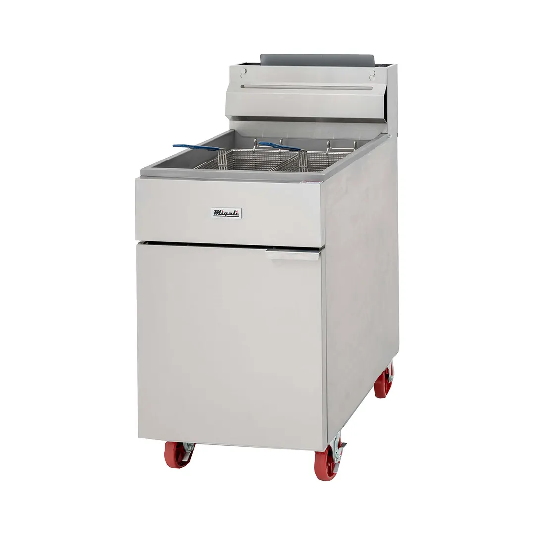 Migali C-F75-LP 21" Floor Model LP Gas Full Pot Fryer w/ 75 lbs, 5 Burners, 150.000 BTU