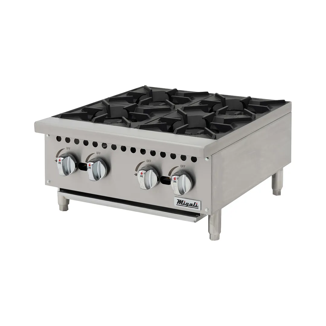Migali C-HP-4B-24 24" Countertop Gas Hotplate w/ (4) Burners, Manual Controls, 100.000 BTU