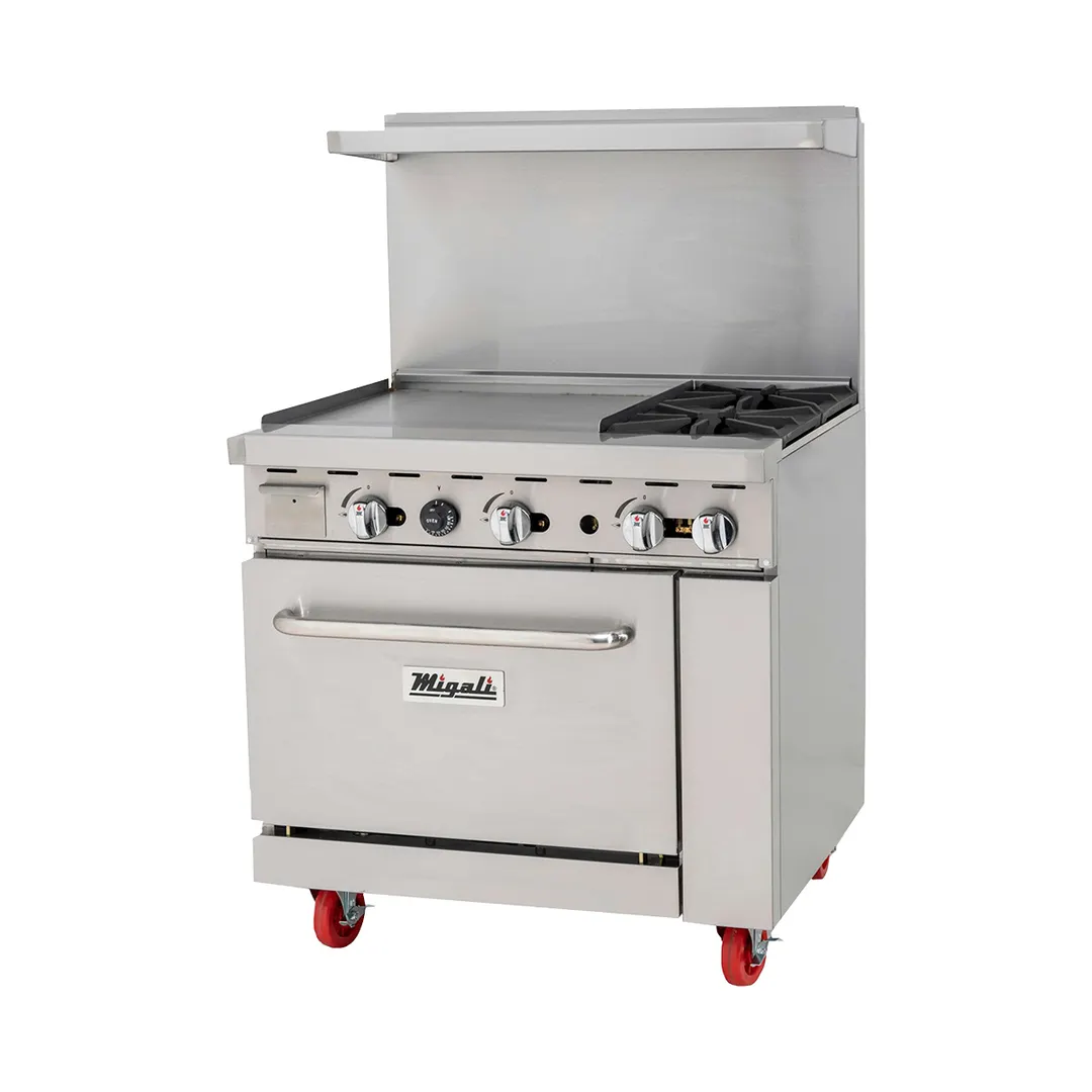 Migali C-RO2B-24GL-LP 36" 2 Burner LP Gas  Range w/ 24" Griddle, Standard Oven, 121.000 BTU 