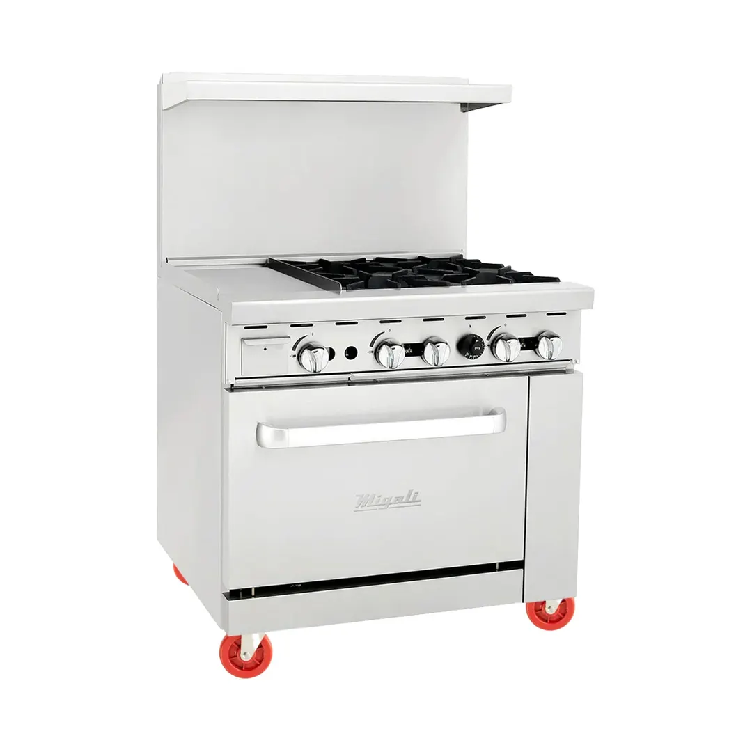Migali C-RO4B-12GL-NG 4 Burner 36" Gas Range with Griddle, Standard Oven, 148.000 BTU