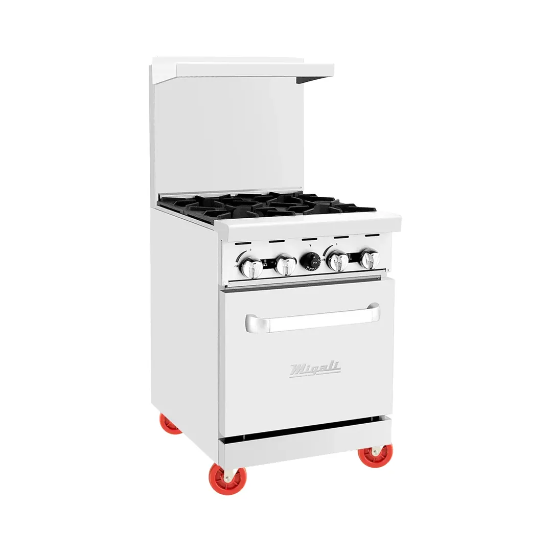 Migali C-RO4B-LP 24" LP Gas Restaurant Range w/ (4) Open Burners, Standard Oven, 116.000 BTU 