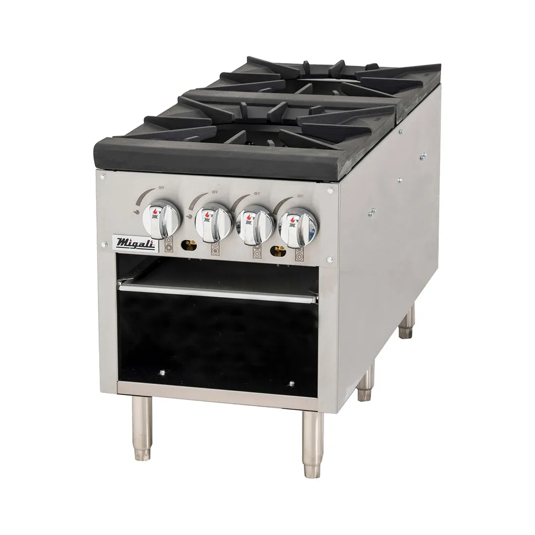 Migali C-SPS-2-18 18" Natural Gas Stock Pot Range w/ (2) Two Ring Burners, Front to Back Design