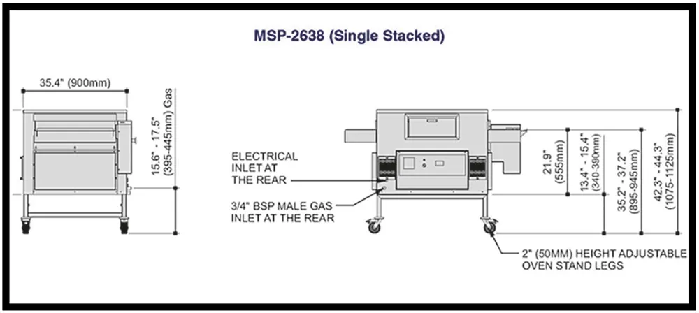 Migali MSP-2638 62" Floor Single Deck Electric Conveyor Pizza Oven, 120V