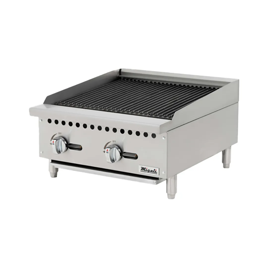 Migali C-RB24 24" Countertop Gas Radiant Charbroiler w/ (2) Burners, 70.000 BTU