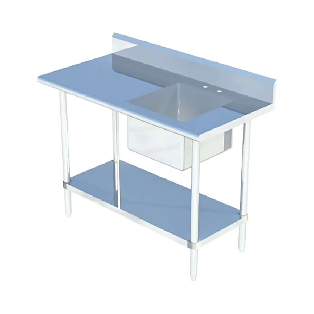 Sapphire Manufacturing SMTPS-2448R 48" Work Table with Prep Sink, Bowl On Right - 16 Gauge