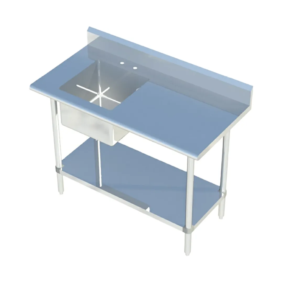 Sapphire Manufacturing SMTPS-2472L 72" Work Table with Prep Sink, Bowl On Left - 16 Gauge