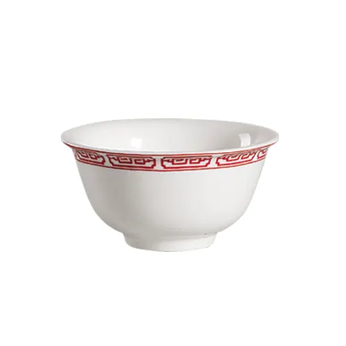 CAC China 105-63 Red Gate Rice Bowl, 6 oz., 3-3/4" Dia x 1-7/8" H, Porcelain, Red/Bone White, 1 Dozen