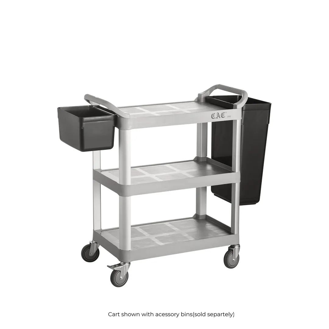 CACChina BTUC-17GY Utility Cart, 31-7/8"L x 17-1/8"W x 35-7/8"H, 3 Shelf, 330 lbs, Polypropylene, Black, BPA‑Free