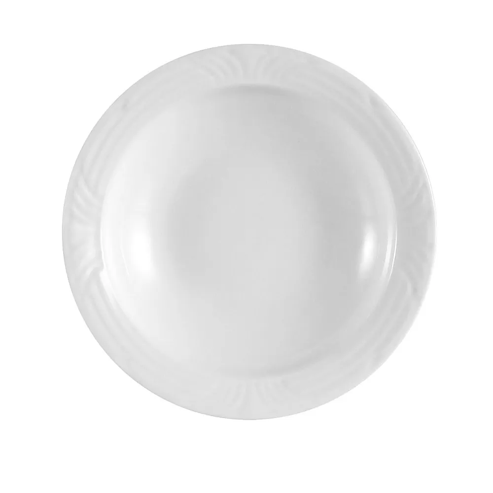 CAC China CRO-32 Corona Fruit Dish, 4-1/2" Dia, 1" H, 2 oz, Round Porcelain, White, Embossed- 1 Dozen
