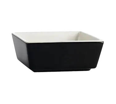 CAC China F-BW4-B/W Fortune Bowl 5oz, 3-1/2" Lx3-1/2" Wx1-5/8" H, Porcelain, Black/White - Dozen