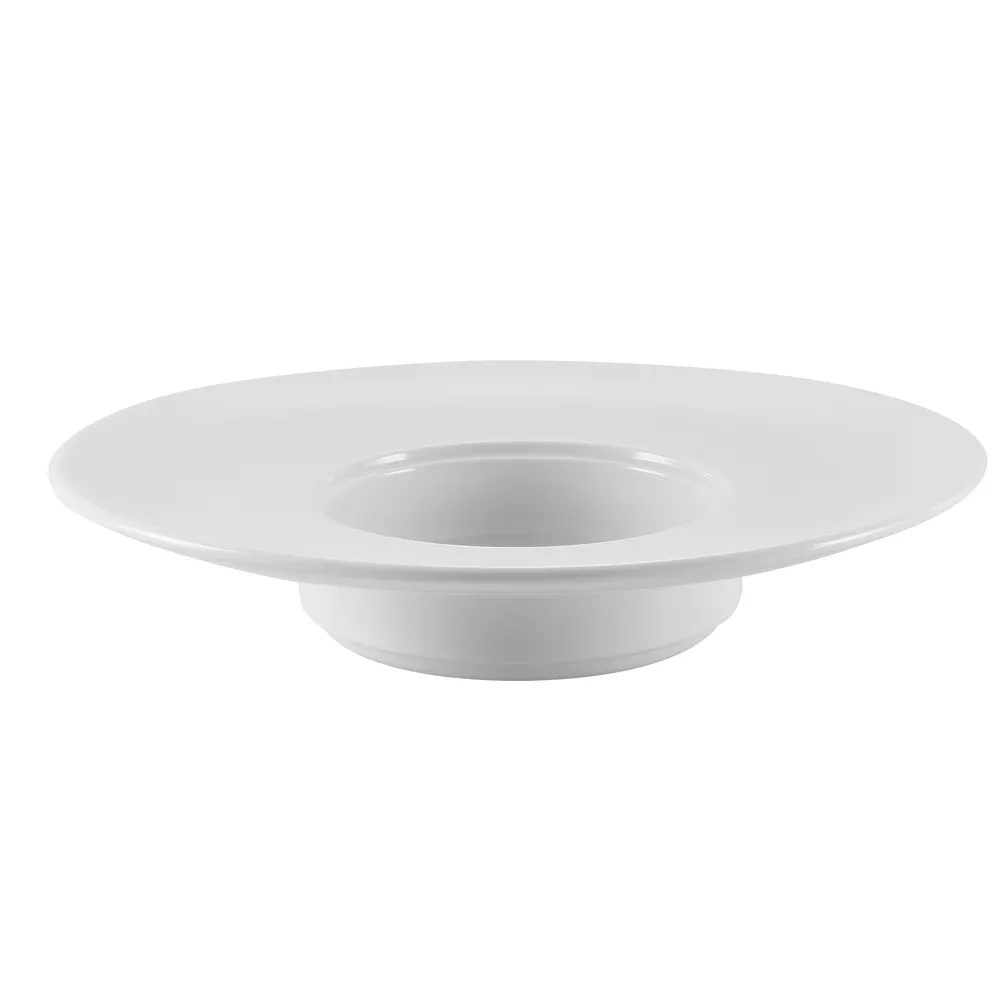 CACChina RCN-310 - White Porcelain 10" x 2" Pasta Bowl, 7 Oz, Wide Rim, Dishwasher Safe - Dozen