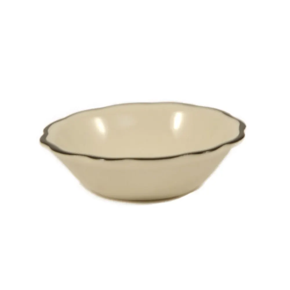 CAC China SC-11B Seville Fruit Dish, 5oz, 4-3/4" Dia, 1-3/8" H, Round, Black Band Ceramic, 1 Dozen