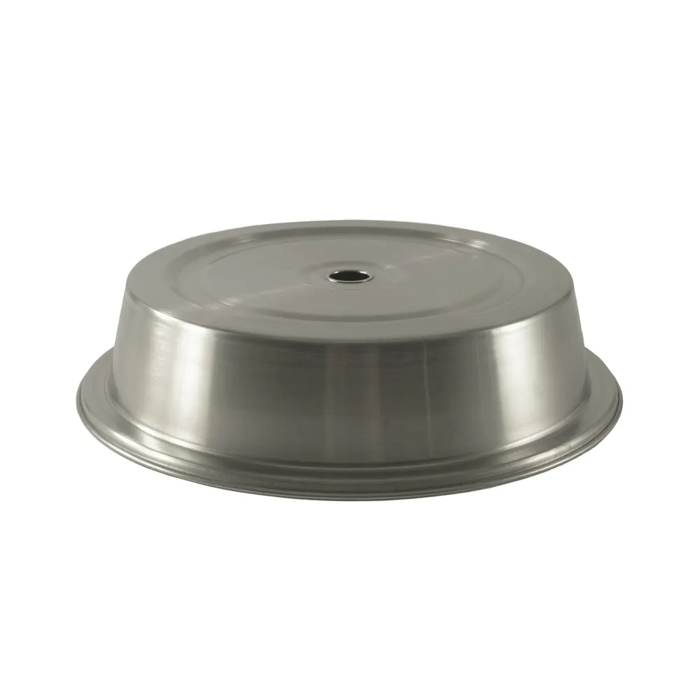 CAC China SPCO-1021 Plate Cover 12-5/8" Dia. x 2-3/4" H Round Stainless Steel Silver - Dozen