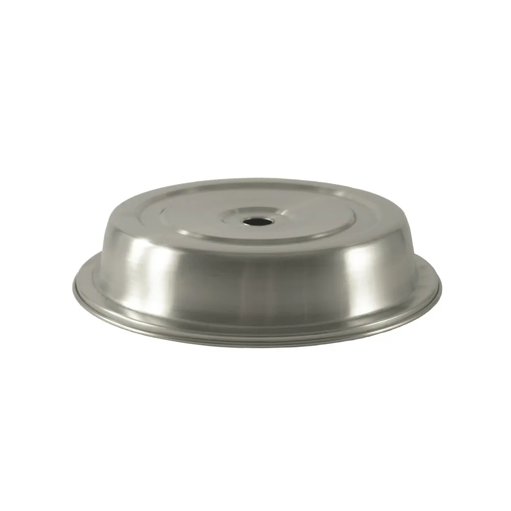 CAC China SPCO-16 Plate Cover 11" Dia x 2" H Stainless Steel Silver 10-1/4"-10-1/2" Plates - Dozen