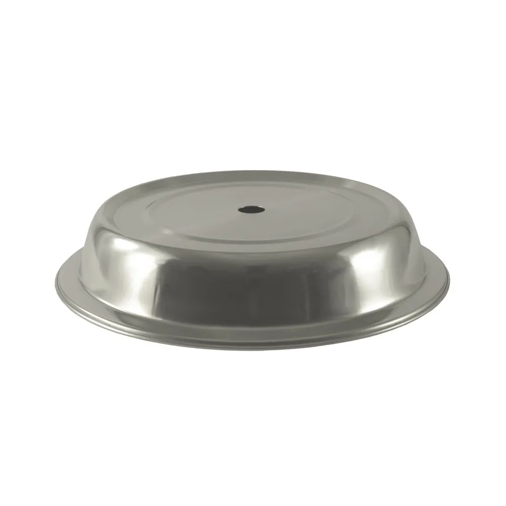 CAC China SPCO-21 Plate Cover, 12-5/8" Dia X 2" H, Round, Stainless Steel, Silver - Dozen