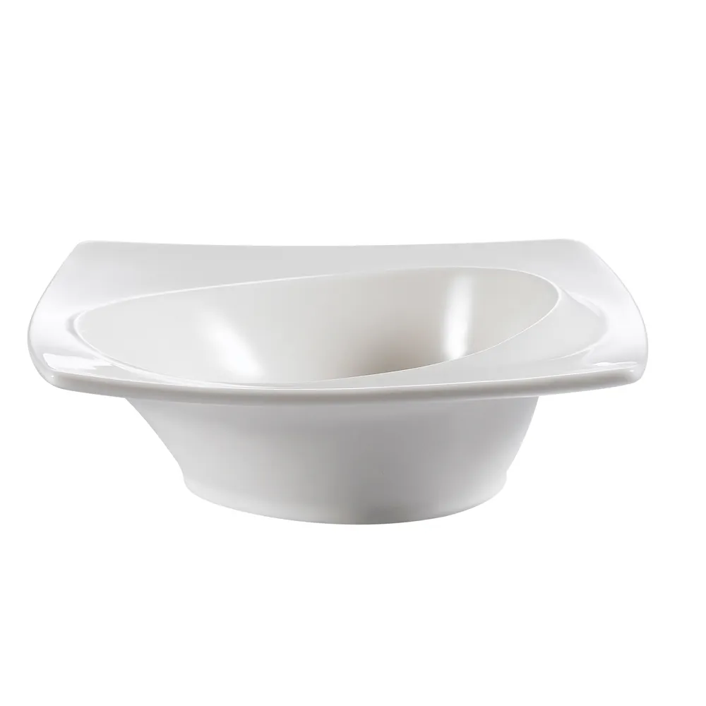 CAC China TXB-5 3 Oz. Bone White Porcelain Bowl, 5" L x 5" W x 1-1/2" H, Cowboy Hat Shape - Dozen