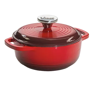 Lodge EC1D43 1.5-Qt Cast Iron Dutch Oven, 9-1/8" Dia x 4-1/10" H, Red, Induction, 500°F Oven Safe