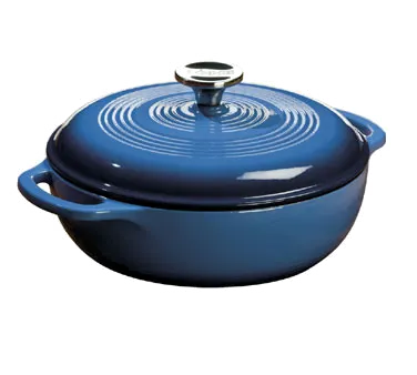 Lodge EC3D33 Dutch Oven, 3 Qt, 10-7/10" Dia. x 4-5/8" H, Blue Cast Iron, Induction Ready