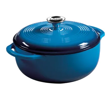 Lodge EC4D33 Dutch Oven, 4.5 Qt, 11", Cast Iron Enamel, Blue, Induction, 500°F Oven Safe
