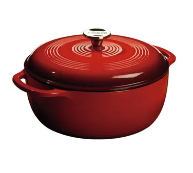 Lodge EC4D43 Dutch Oven – 4.5‑Qt Red Cast Iron, 11" X 5‑5/8" H, Induction‑Ready, Oven‑Safe To 500°F