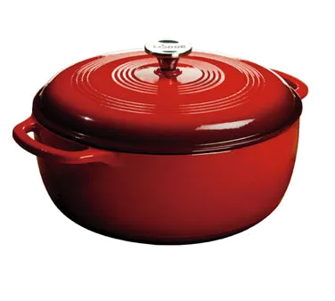 Lodge EC7D43 Dutch Oven – 7.5‑Qt 12" Cast Iron, Red Enamel, Induction, Oven‑Safe to 500°F