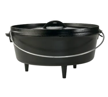 Lodge L12CO3 Camp Dutch Oven - 6 Qt 13-1/4" Dia × 7-3/8" H, Black Cast Iron, Camp - Made in USA