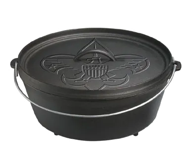 Lodge L12CO3BS Boy Scout Camp Dutch Oven, 6-Qt 13" Cast Iron Black Lid for Coal Griddle, Cookbook