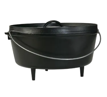 Lodge L14DCO3 Camp Dutch Oven – 10-Qt 14-9/16" Dia x 8-9/10" H, Black Cast Iron, Legs, Flanged Lid