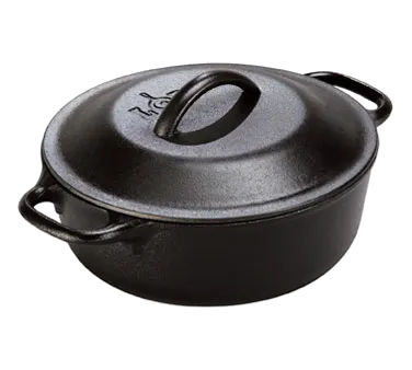 Lodge L2SP3 Dutch Oven, 2 Qt, 7-1/4" Dia x 3-2/5" H, Black Cast Iron, Induction Ready, USA Made