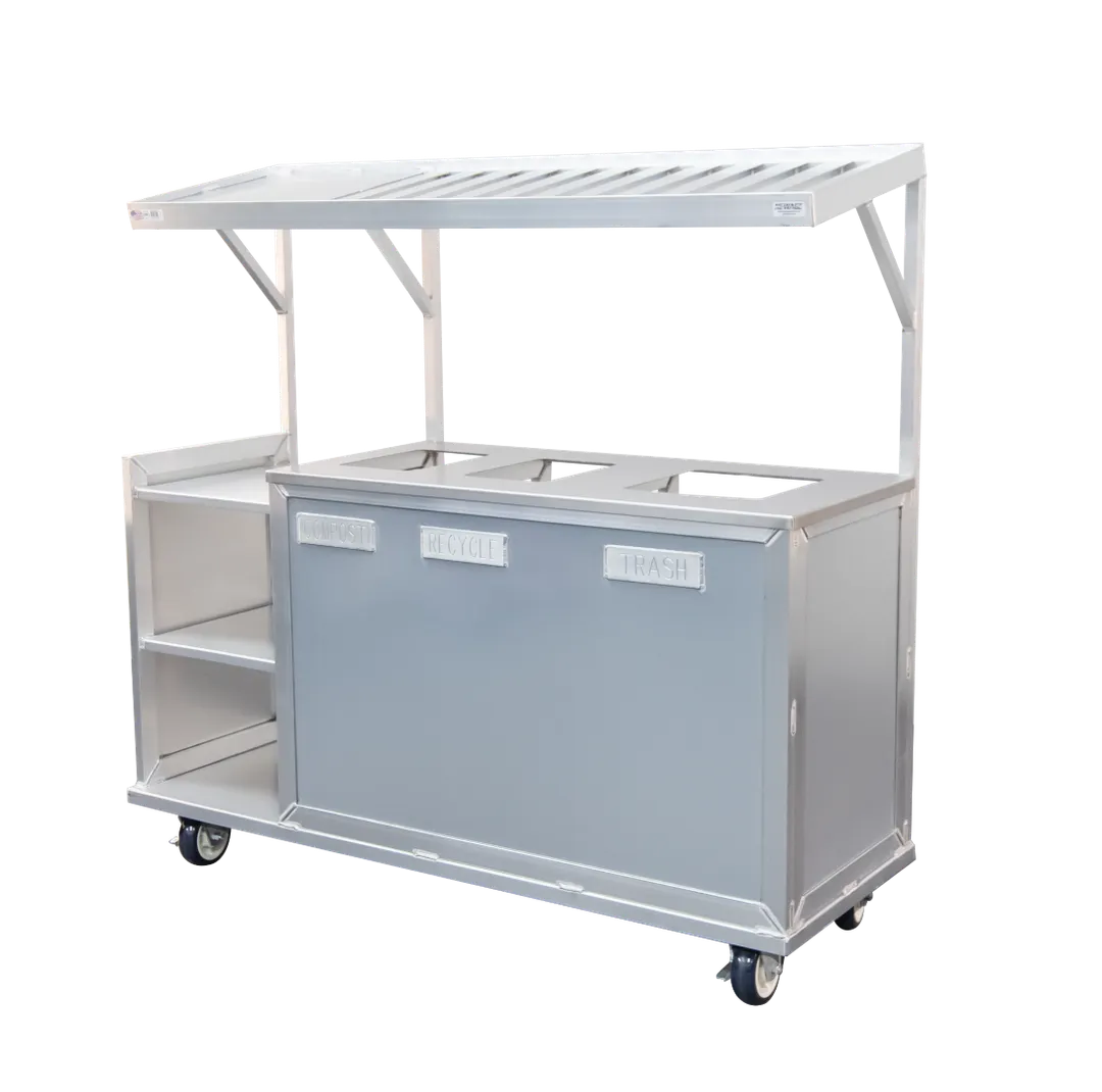 New Age 54238 Aluminum Dish Zone Mobile Bussing Station - Indoor/Outdoor