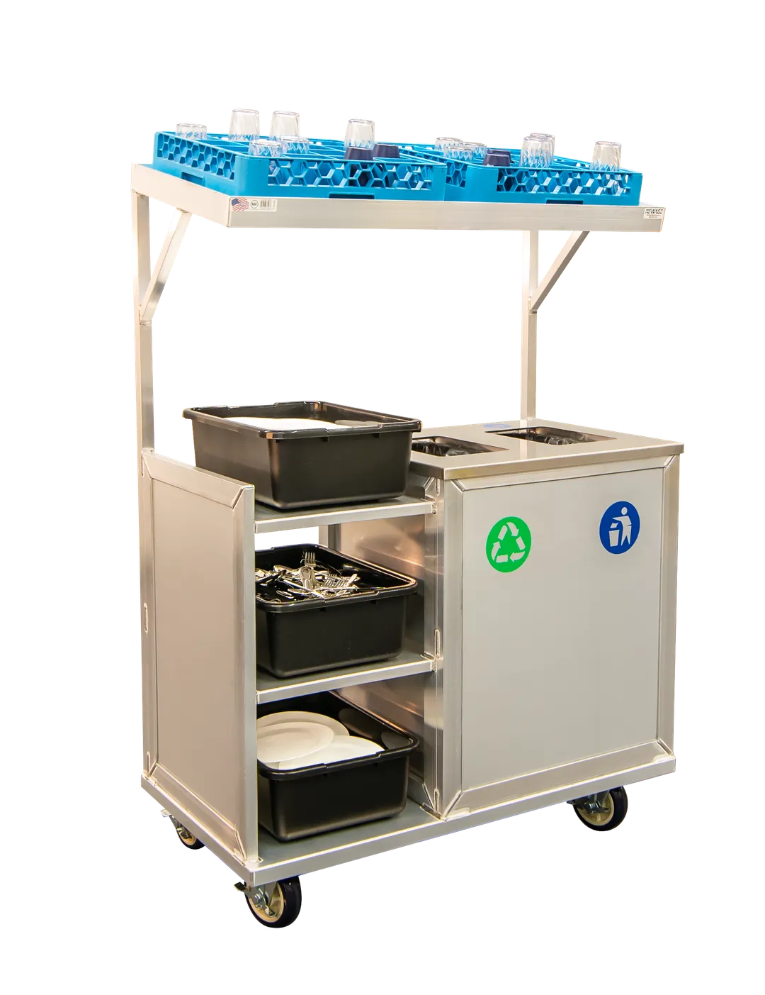 New Age 54239 Aluminum Dish Zone Mobile Bussing Station - Indoor/Outdoor