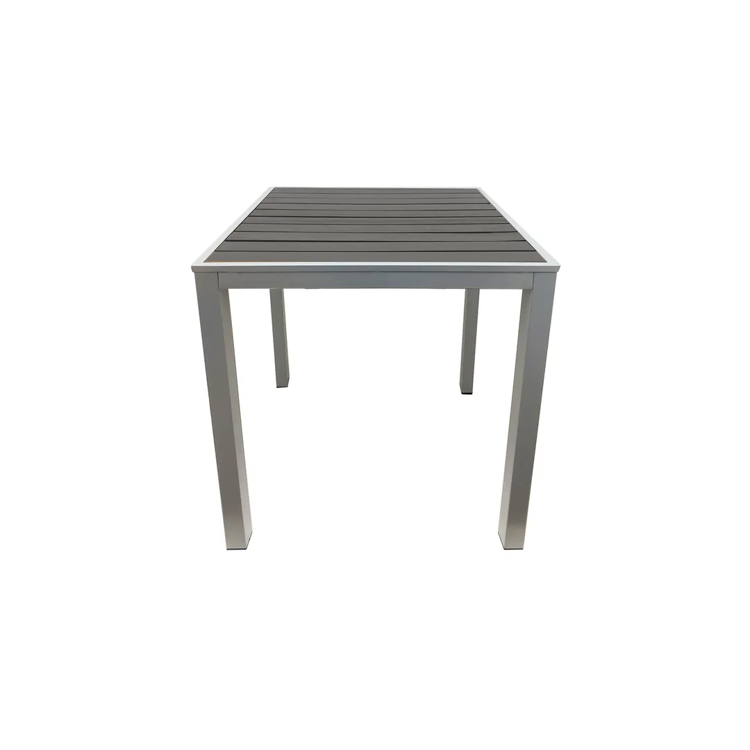 Oak Street OD-TK3030-G Square Outdoor Table 30" x 30" Gray Synthetic Teak Top E-Coated Steel Frame Nylon Glides
