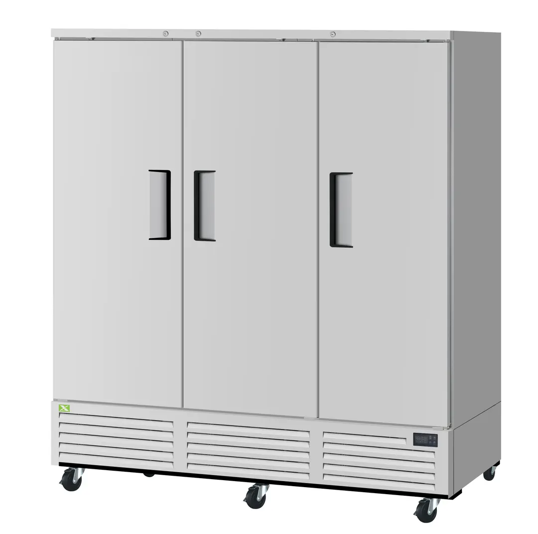 RefrigerationX XBR72-3-N 77" 3-Solid Door Reach-In Refrigerator, 65.8 cu. ft., Bottom Mounted