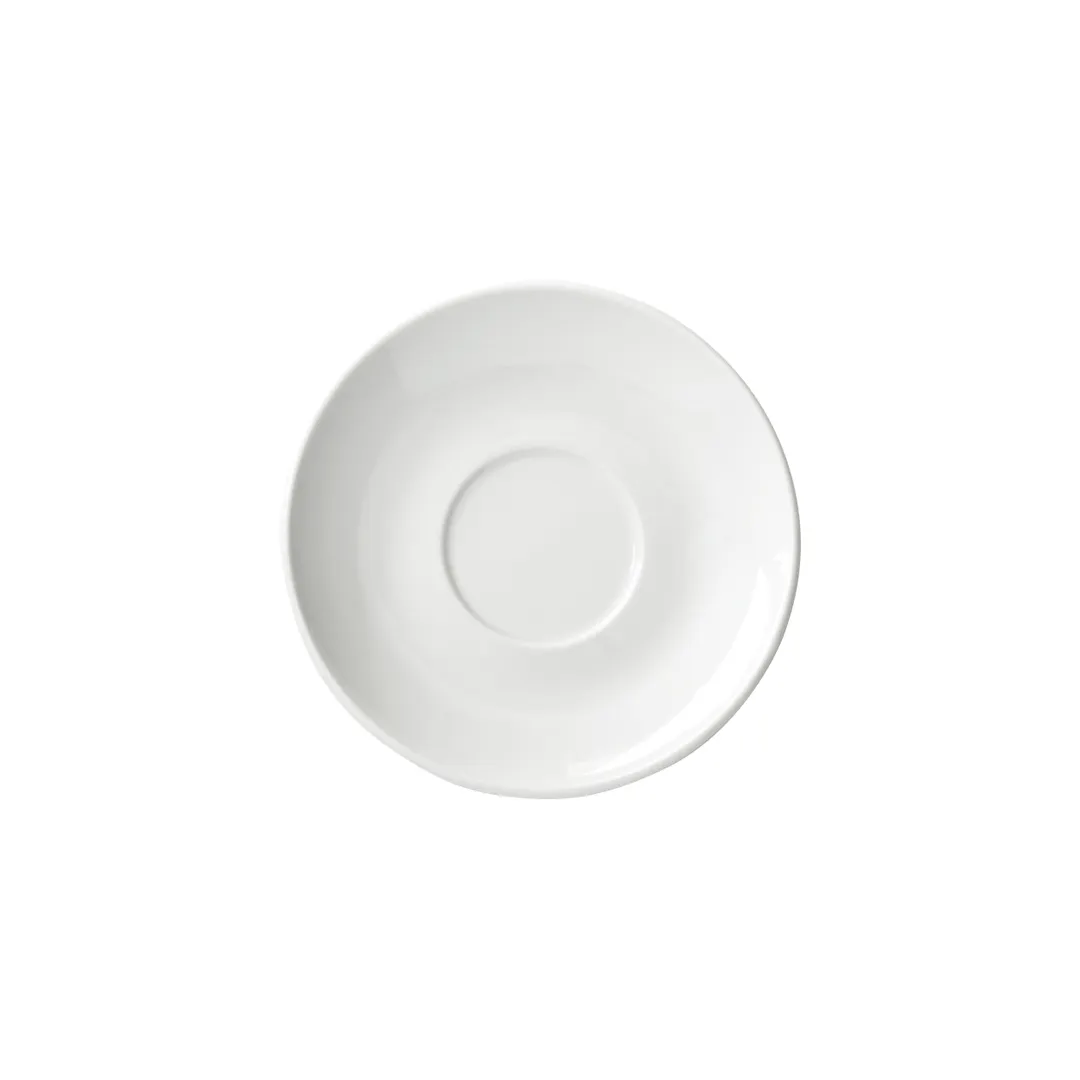 Winco BSC-45RE Birkhall Saucer, 4.5" Dia x 3/4" H, Round Rolled Edge Porcelain, White - 1 Dozen