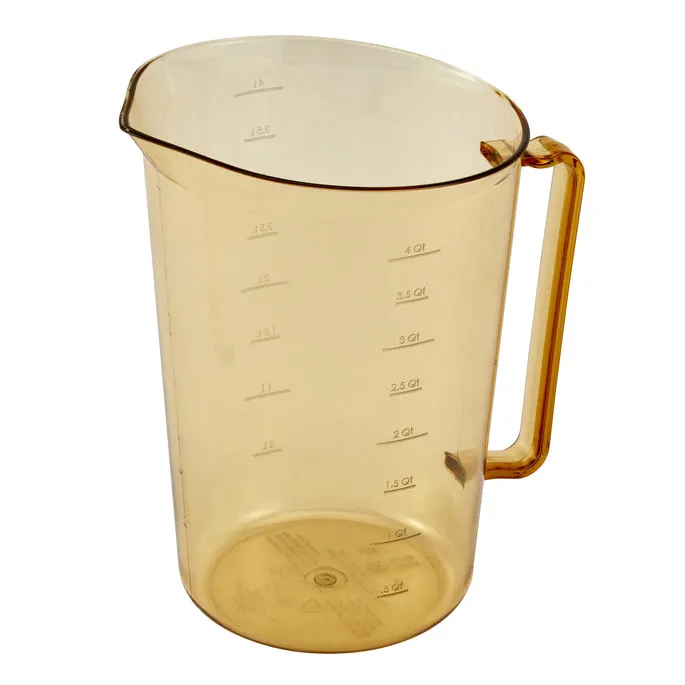 Cambro 400MCH150 Measuring Cup, 4 Qt Amber Plastic, -40° to 375°F, Microwave Safe, BPA-Free, NSF