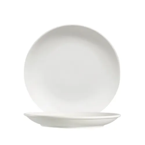CAC China 101-7C Lincoln Plate, 7" Dia. 7/8" H, Round Coupe, Porcelain, Bone White - Dozen
