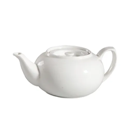 CAC China 101-TPW-2 Lincoln Teapot, 32 Oz 8" L x 3-1/2" W x 5" H, Bone White Porcelain Lid - 1 Dozen