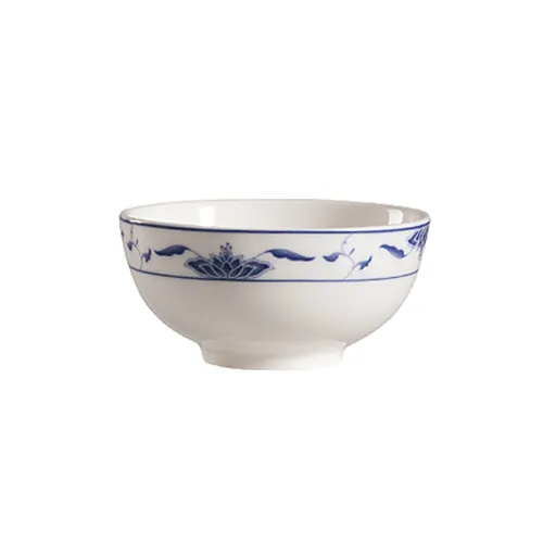 CACChina 103-65 Blue Lotus Rice Bowl – 9 Oz., 4-1/2" Dia. x 2-1/4" H, Porcelain, Blue – 1 Dozen