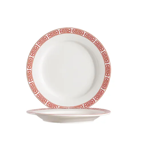 CAC China 105-16 Gate Plate, 10-1/4" dia. x 1-1/8" h, Round, Rolled Edge, Porcelain Red - Dozen