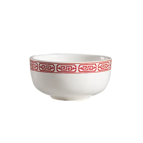 CAC China 105-95 Red Gate Jung Bowl – 9 Oz., 4.5" Dia., Porcelain, Red/Bone White – 1 Dozen