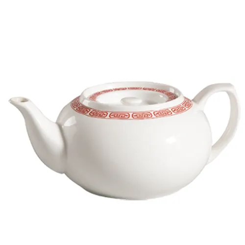 CAC China 105-TPW-2 Red Gate Teapot, 32 oz, 8" L x 3.5" W x 5" H, Porcelain, Red, With Lid - 1 Dozen