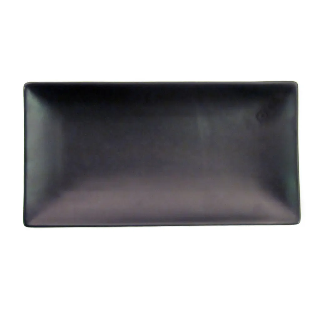 CACChina 666-13-BLK Rectangular Ceramic Platter 11½"L×6½"W×1¼"H, Black Glaze, DW/O/MW Safe - Dozen