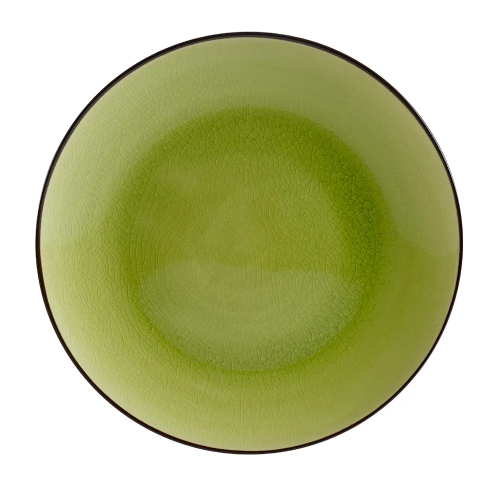 CAC China 666-16-G Japanese Plate, 10" Dia x 1-1/4" H, Coupe Rim, Ceramic, Green Glaze - Dozen