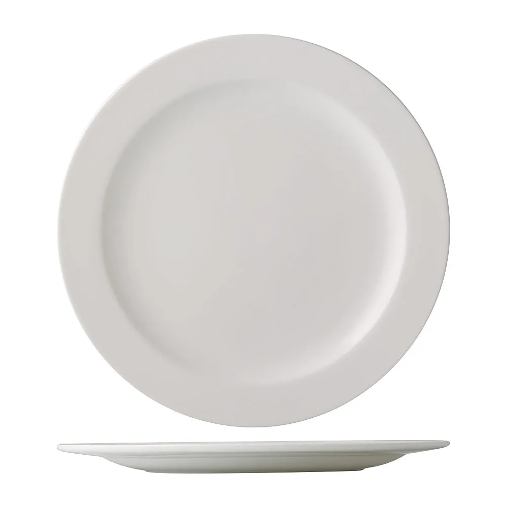 CACChina ALP-5 - 5-1/2" Bone White Porcelain Round Plate, Medium Rim, Dishwasher Safe, 1 Dozen