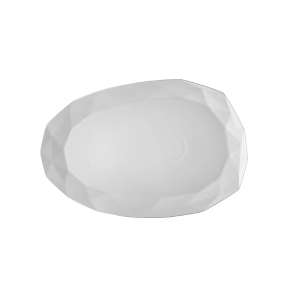 CAC China ART-13 Art Deco Platter, 12" L x 8" W x 7/8" H, White Porcelain, Dishwasher Safe - Dozen