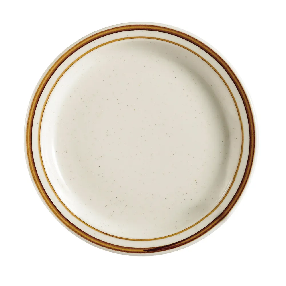 CAC China AZ-8 Arizona Plate, 9" Narrow Rim, Brown Speckled Stoneware, Dishwasher Safe - Dozen