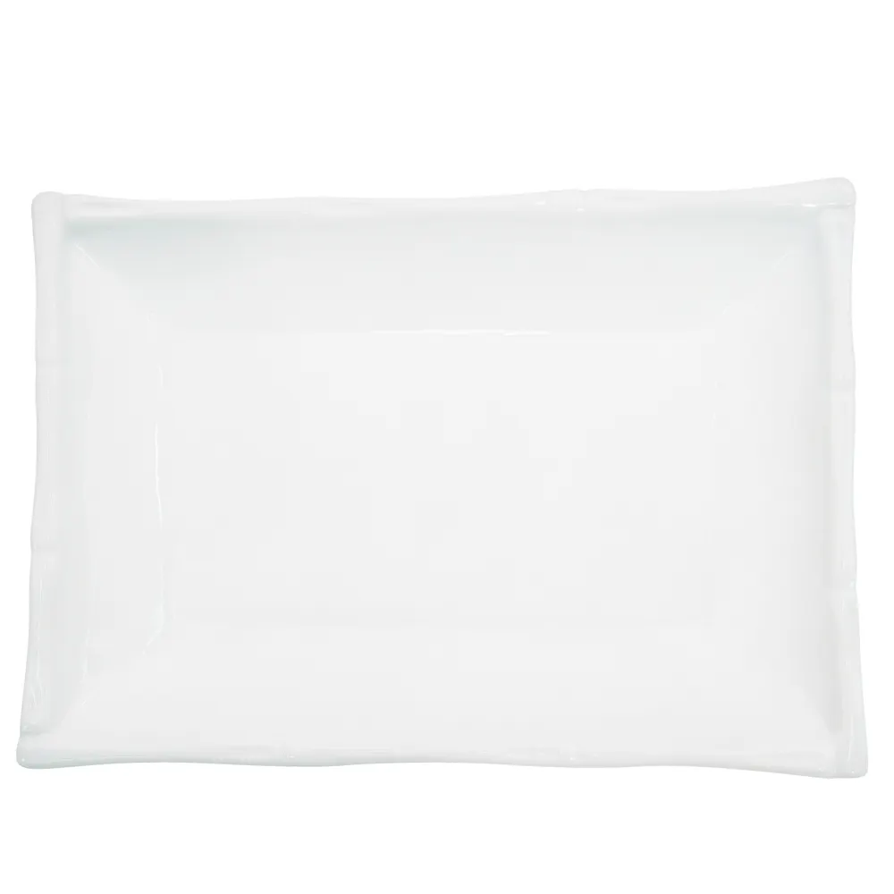 CAC China BAP-13 White Porcelain Platter, 11-1/4"L x 7-3/4"W x 1-1/2"H, Narrow Rim - Dozen