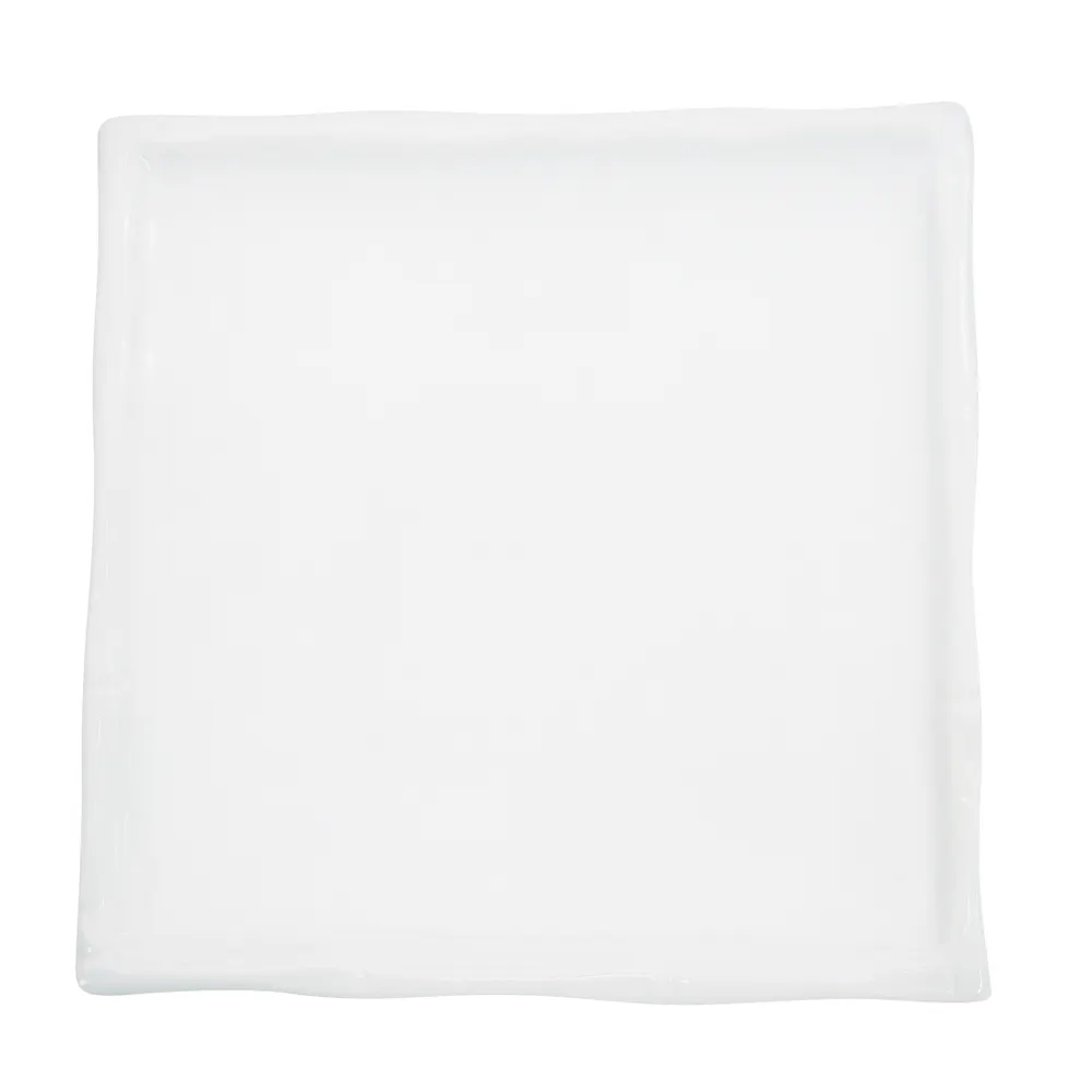 CAC China BAP-7 Bamboo Plate, 7" x 7" x 1", Square, Narrow Rim, Porcelain, Super White - Dozen